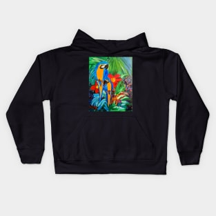 Two parrots in the jungle Kids Hoodie